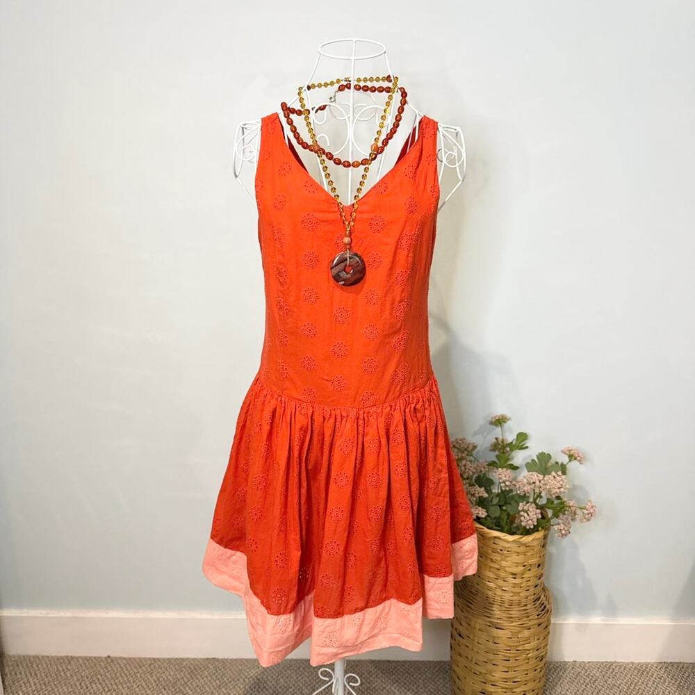 Gorgeous orange & pink emma muholland on holiday eyelet babydoll sundress